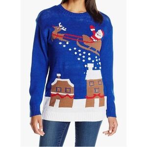 Allison Brittney Light-Up House Flying Santa Ugly Christmas Sweater Women Sz Xl